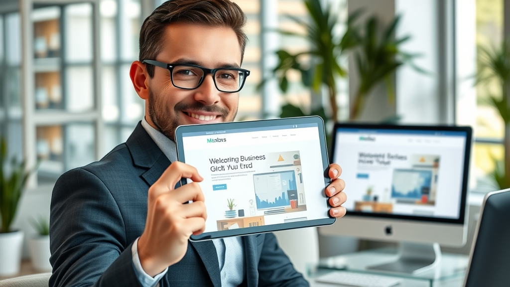 web design set sleek modern business website mockup on multiple devices in bright creative office