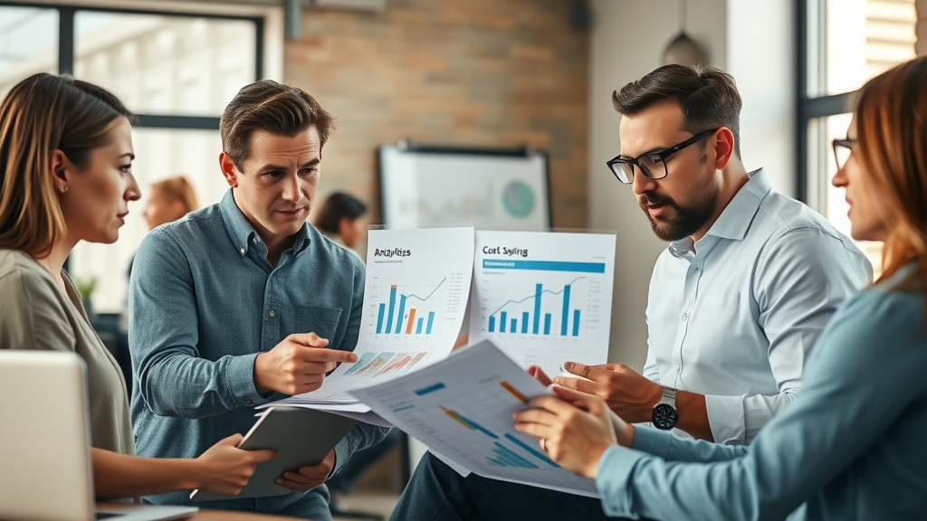 web design set cost savings and ROI analyzed by business team reviewing web analytics